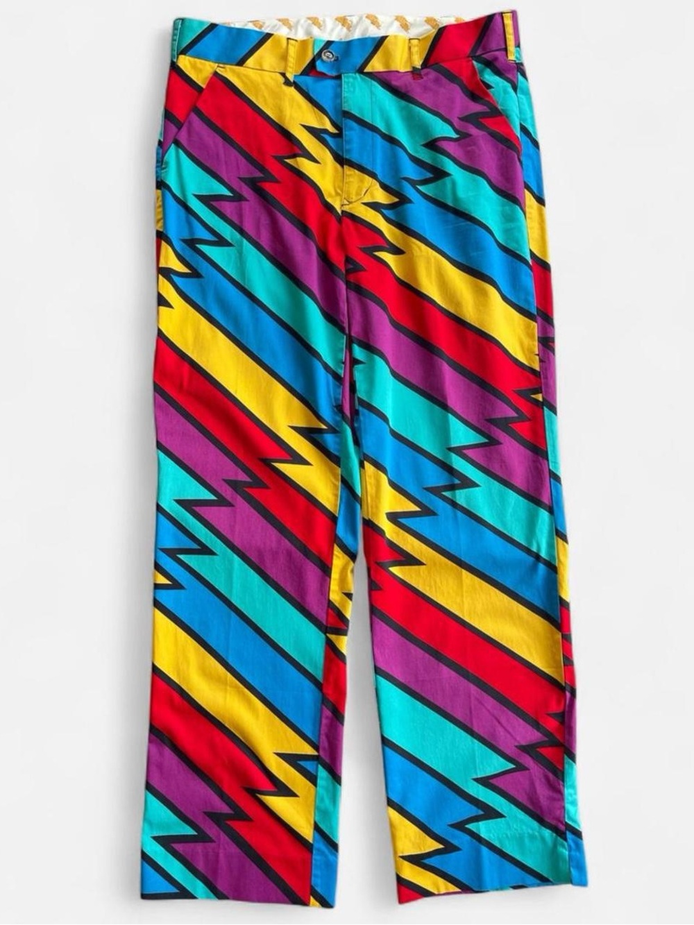 Loud Mouth Clothing Golf Rainbow Multicolored Captain Thunderbolt Zigzag Pants - Picture 2 of 7